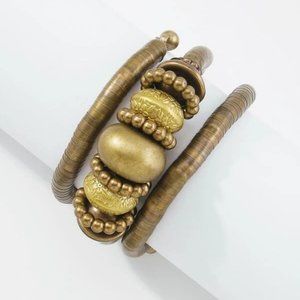 NEW‎ Gold Tone Wrap Boho Beaded Bracelet Statement